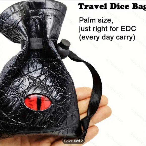 Dragon Eye Travel Dice Bag PU Leather Black Choose Eye Color - Picture 3 of 6